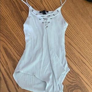White lace up body suit